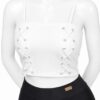 Crop Top Femme à Bretelles avec Lacets– Blanc