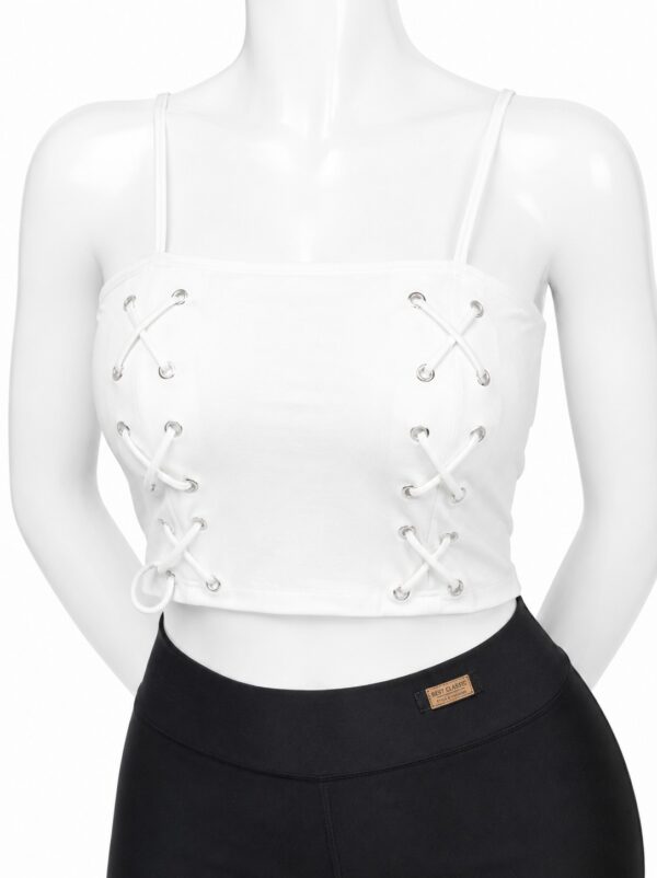 Crop Top Femme à Bretelles avec Lacets– Blanc