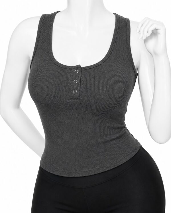 Body Côtelé Femme Dos Ouvert – Gris Anthracite