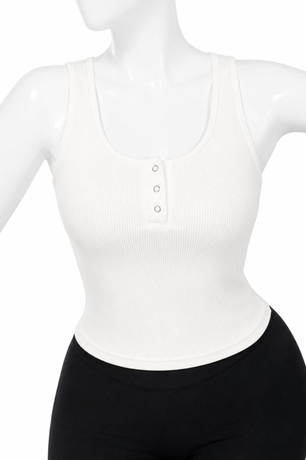 Body Côtelé Sans Manches Femme – Blanc