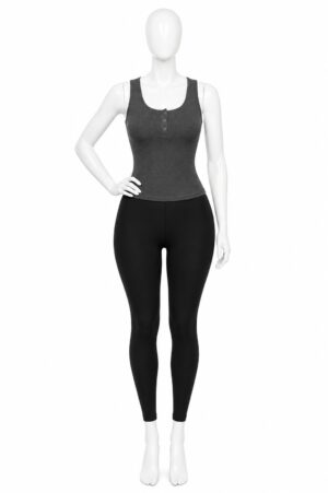 Body Côtelé Femme Dos Ouvert – Gris Anthracite