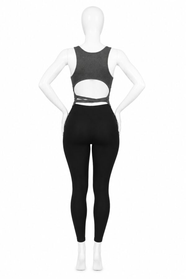 Body Côtelé Femme Dos Ouvert – Gris Anthracite