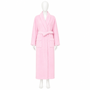 Peignoir Long Rose Poudré Cocooning à Ceinture