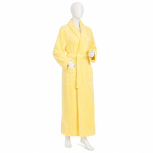 Peignoir Long Jaune Douceur à Ceinture