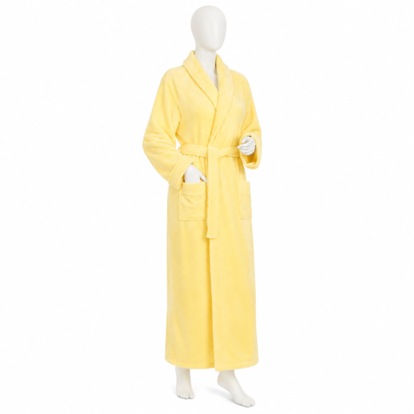 Peignoir Long Jaune Douceur à Ceinture