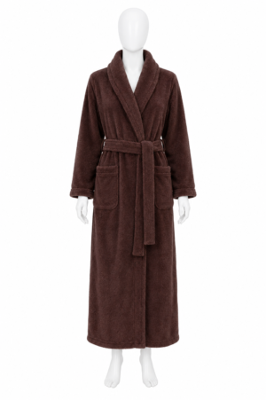 Peignoir Long Chocolat Cocooning à Ceinture