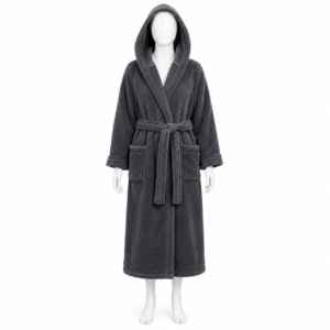 Peignoir Long Gris Anthracite Douillet à Capuche Peignoir Long Gris Anthracite Douillet à Capuche