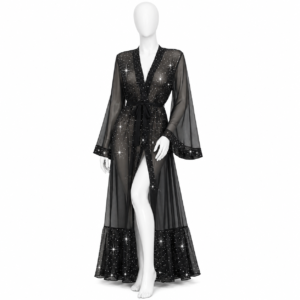 Kimono Transparent Noir Éclat de Cristal Kimono Transparent Noir Éclat de Cristal