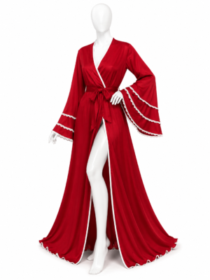 Peignoir Long Rouge Satin Élégance
