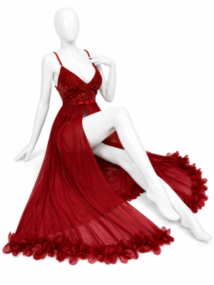 Nuisette Longue Rouge Passion à Paillettes