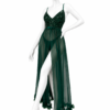 Nuisette Longue Vert Émeraude Éclat Floral