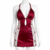Ensemble 2 Pièces Bordeaux Satin & Voile Fleuri