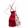 Ensemble 2 Pièces Bordeaux Satin & Voile Fleuri