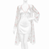 Ensemble 2 Pièces Blanc Satin Jardin Fleuri
