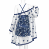 Ensemble 2 Pièces Bleu Nuit Satin & Voile Fleuri