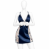 Ensemble 2 Pièces Bleu Nuit Satin & Voile Fleuri