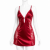 Nuisette Courte Rouge Passion Satin & Dentelle