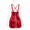 Nuisette Courte Rouge Passion Satin & Dentelle