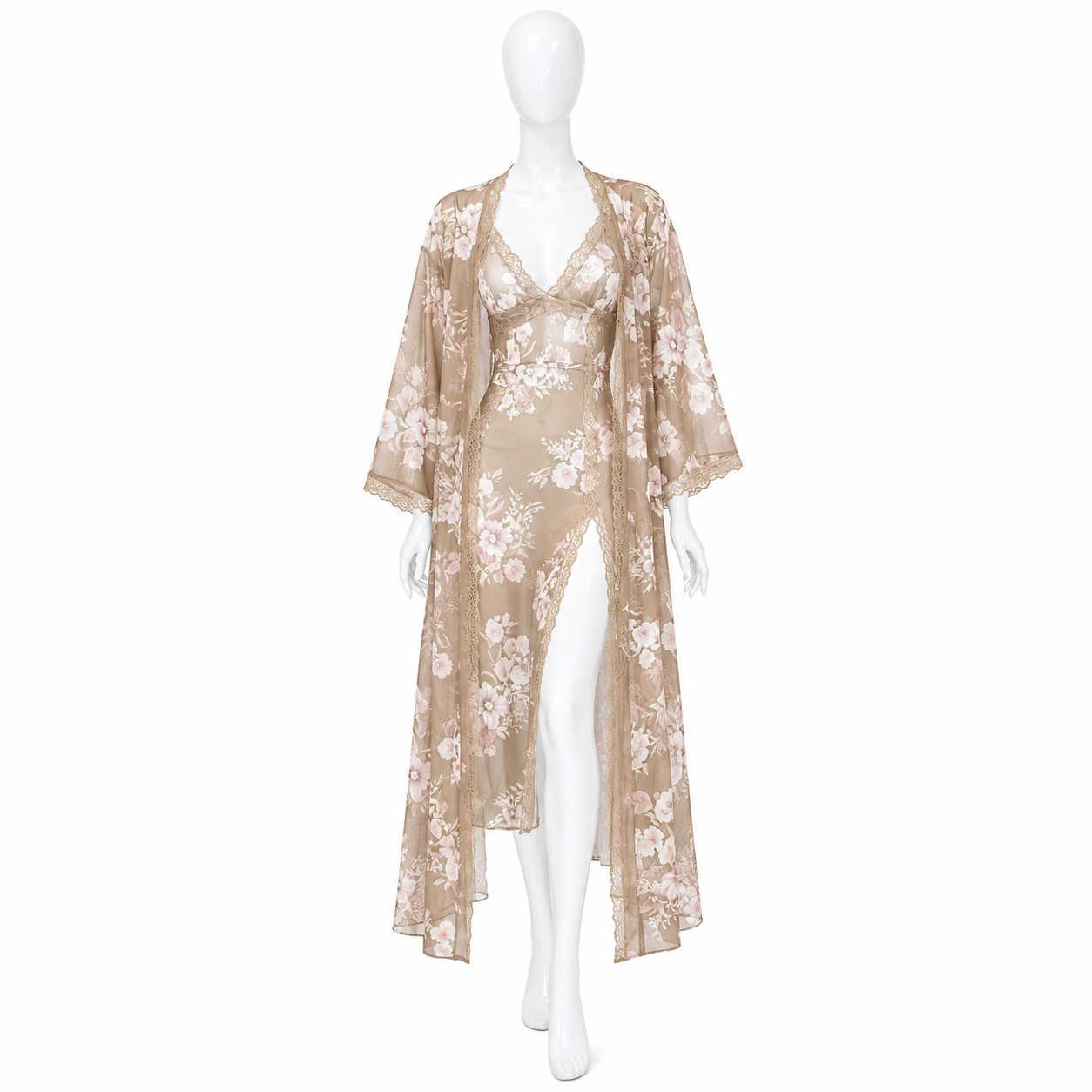Ensemble 2 Pièces Beige Rosé Élégance Florale