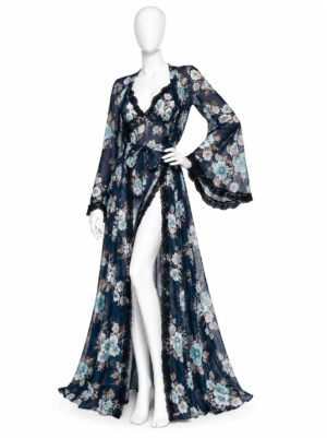 Ensemble de Nuit Bleu Pétrole Jardin Fleuri