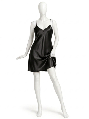 Nuisette Satinée Noire Élégance Minimaliste
