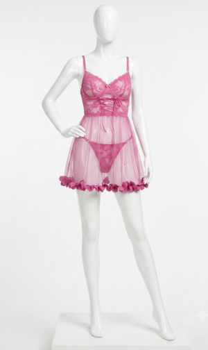 Ensemble Babydoll Rose Tendre en Dentelle Florale