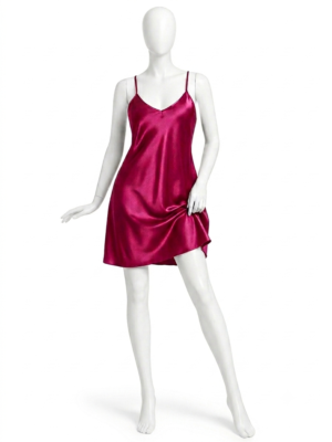 Nuisette Satinée Rose Fuchsia à Fines Bretelles