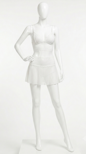 Ensemble de Lingerie Blanc Dentelle & Jupe Légère