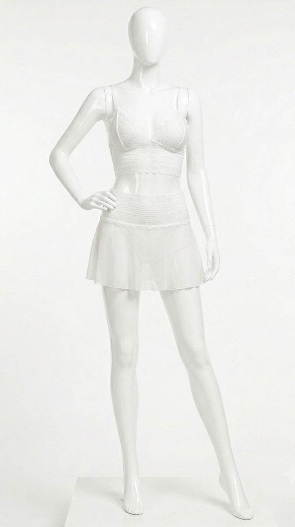 Ensemble de Lingerie Blanc Dentelle & Jupe Légère