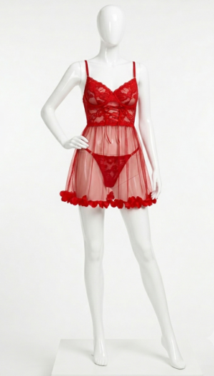 Ensemble Babydoll Rouge Passion en Dentelle Florale