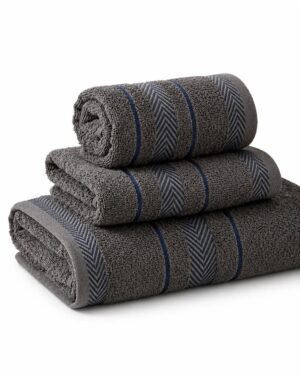 Set de Serviettes en Coton Gris Anthracite – 3 Pièces