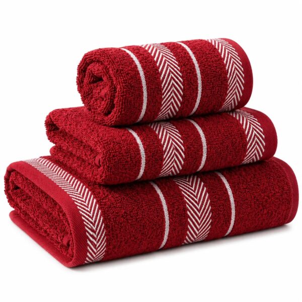 Set de Serviettes en Coton Rouge Rubis – 3 Pièces