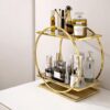 Organiseur cosmétique luxe doré à 2 niveaux