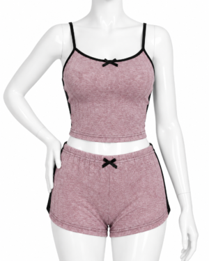 Ensemble Pyjama Femme 2 Pièces – Caraco et Short Contrastés