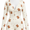 Combishort Pyjama Femme à Manches Longues