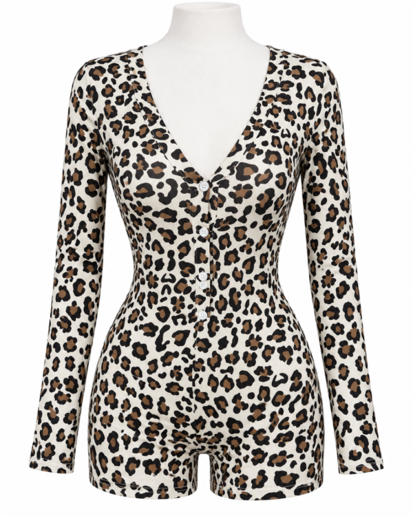 Combishort Pyjama Femme à Manches Longues