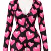 Combishort Pyjama Femme à Manches Longues