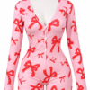 Combishort Pyjama Femme à Manches Longues