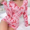 Combishort Pyjama Femme à Manches Longues