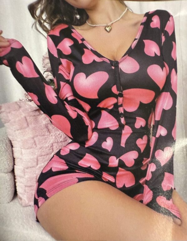 Combishort Pyjama Femme à Manches Longues