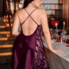 Nuisette Satinée Femme avec Dentelle Florale – Dos Nu Élégant