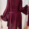Ensemble Lingerie Femme 3 Pièces en Dentelle avec Kimono – Bordeaux