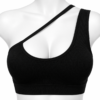 Brassière Femme Asymétrique Côtelée – Double Bretelle & Effet Push-Up